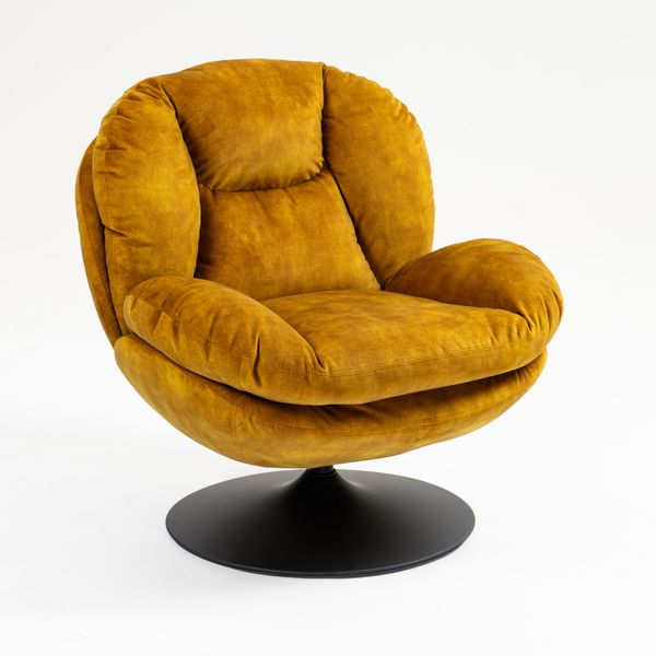 Fauteuil pivotant velours ocre TOPI Zago – Image 3