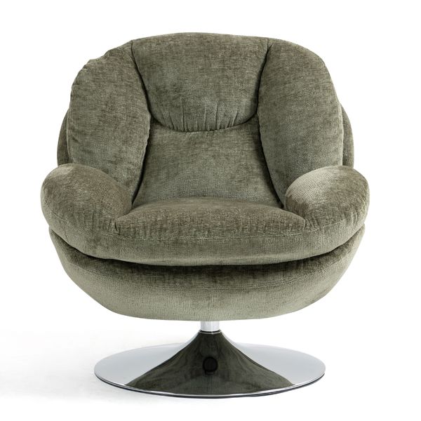 Fauteuil pivotant velours kaki TOPI Zago