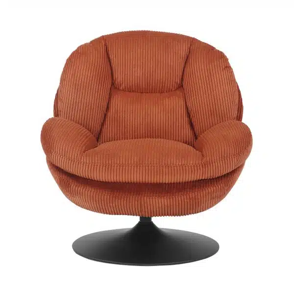 Fauteuil pivotant velours côtelé terracotta TOPI Zago