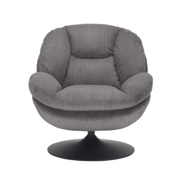 Fauteuil pivotant velours côtelé gris TOPI Zago