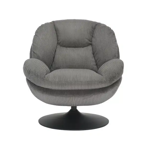 Fauteuil pivotant velours côtelé gris TOPI Zago