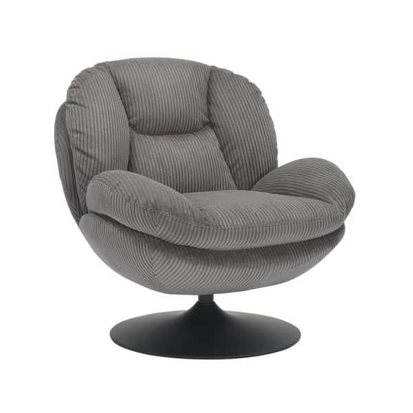 Fauteuil pivotant velours côtelé gris TOPI Zago – Image 3