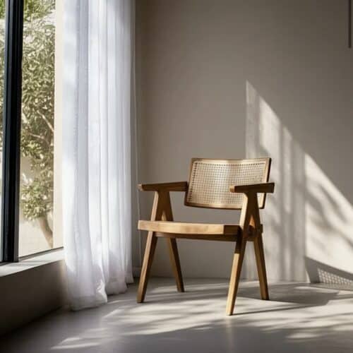 Chaise en teck et rotin Lindi Denzzo - 613255