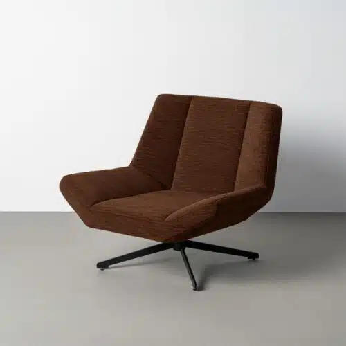 Fauteuil Pivotant Contemporain Tissu Marron Ixia 89x86x77cm