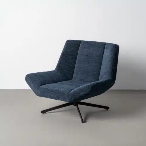 Fauteuil Pivotant Contemporain Tissu Bleu Ixia 89x86x77cm