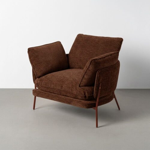 Fauteuil marron foncé pied métal Ixia - Oxmo 616364