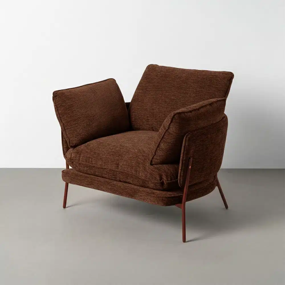 Fauteuil marron foncé pied métal Ixia - Oxmo 616364