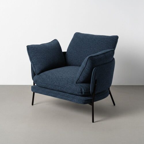 Fauteuil bleu pied métal noir Ixia - Oxmo 616366