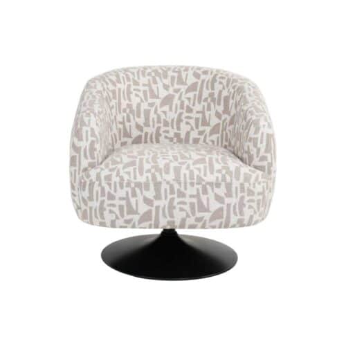 Fauteuil pivotant motif crème beige pied noir Ixia - Sagrada 616829