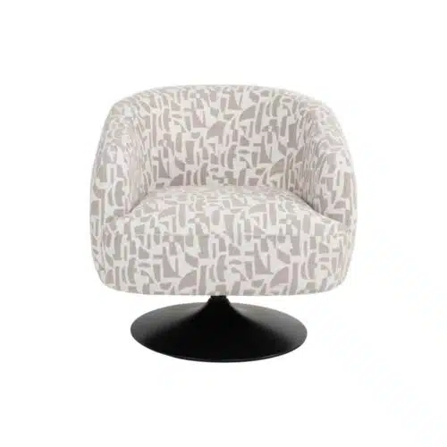 Fauteuil pivotant Fauteuil pivotant motif crème beige pied noir Ixia - Sagrada 616829
