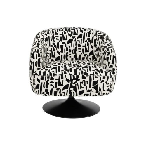 Fauteuil pivotant motif noir et blanc pied noir Ixia - Sagrada 616830