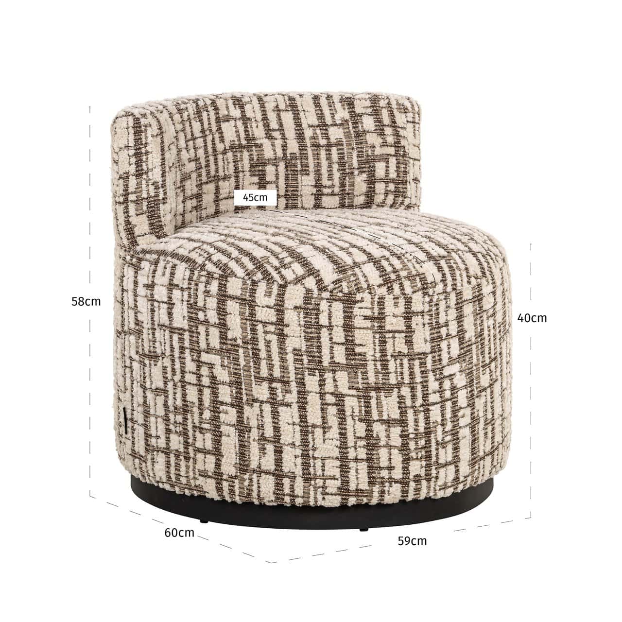 Fauteuil lounge Franny marron labyrinth Richmond Interiors