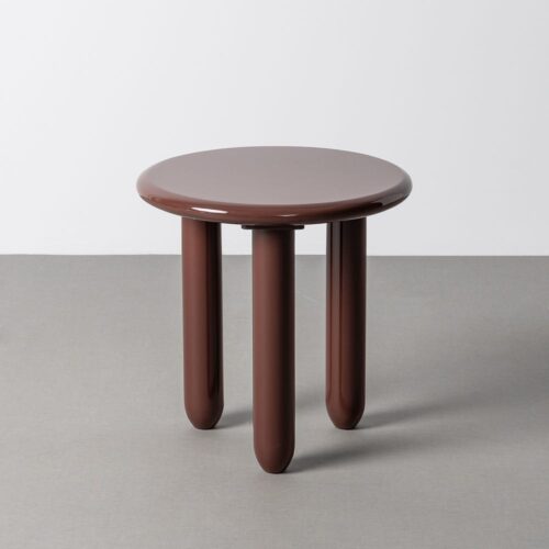 Table d'Appoint Laquée Grenat 3 Pieds Plateau Rond Ixia 50cm