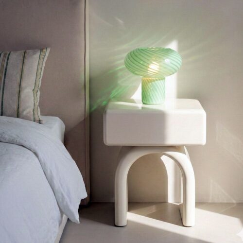 Chevet Laqué Crème Pied Arc Ixia 50x40cm