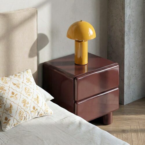 Chevet Laqué Grenat 2 Tiroirs Ixia