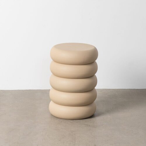 Table d'Appoint Acier Beige Formes Arrondies Ixia 46x46x51cm