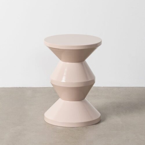 Table d'Appoint Acier Blanc Brillant Zigzag Ixia 33x33x47cm