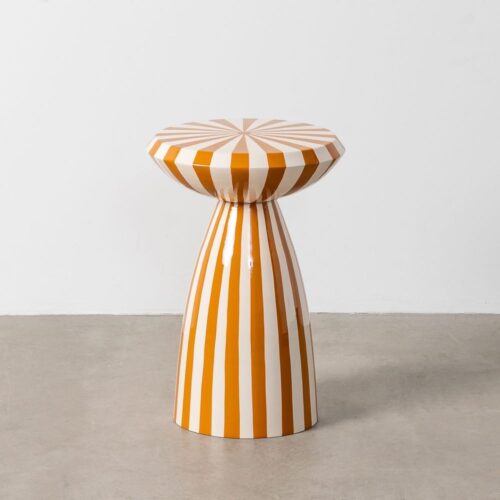 Table d'Appoint Acier Rayures Moutarde Blanc Ixia 33x33x48cm