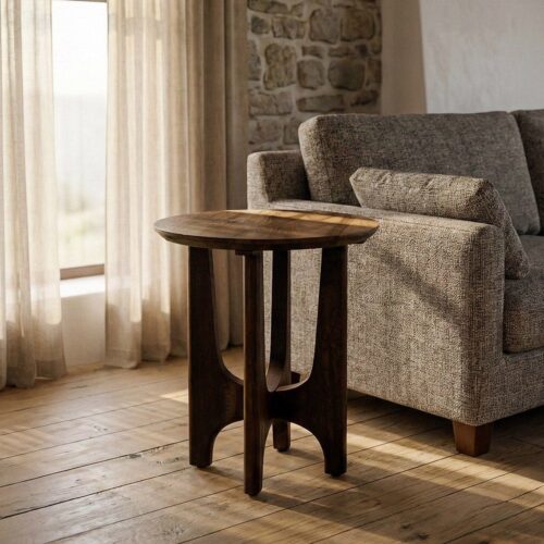 Table d'Appoint Bois de Manguier Foncé Ixia 50x50x56cm