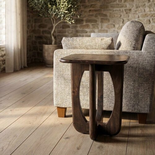 Table d'Appoint Bois de Manguier Pieds Croisés Ixia 45x45x55cm