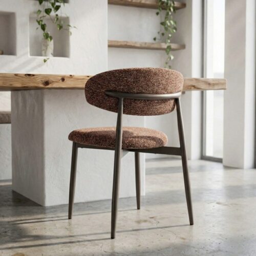 Chaise Tissu Couleur Tuile Pieds Marron Foncé Ixia