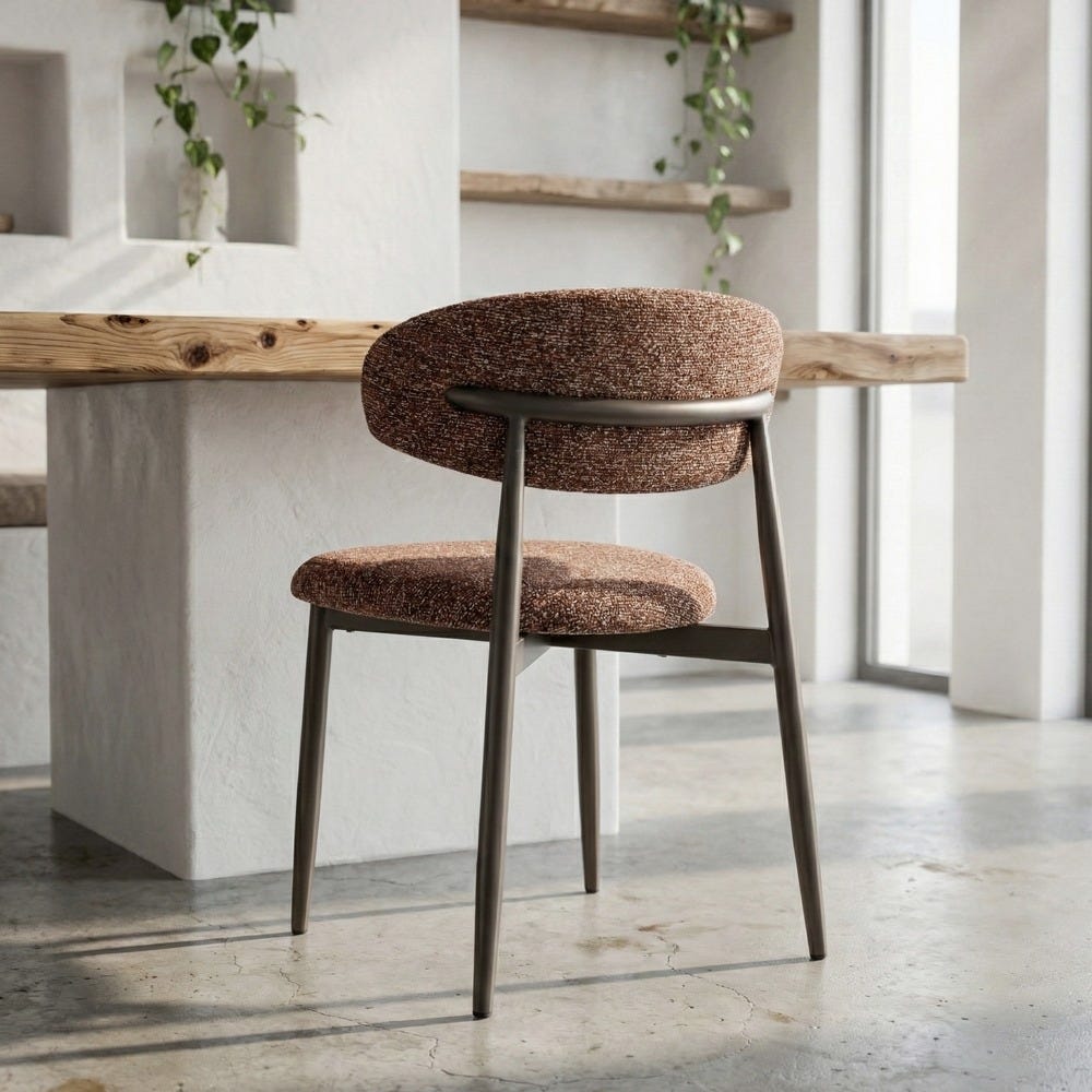 Chaise Tissu Couleur Tuile Pieds Marron Foncé Ixia