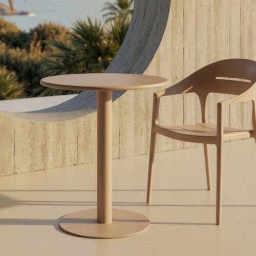 Table Jardin Ronde Métal Beige Ixia 70cm