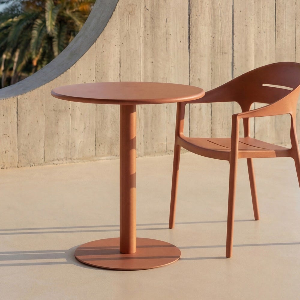 Table Jardin Ronde Métal Terracotta Ixia 70cm