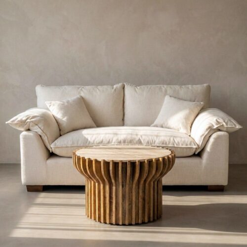 Canapé 2 Places Tissu Crème et Lin Ixia 178cm