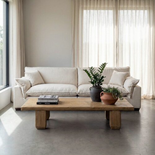 Canapé 4 Places Tissu Crème et Lin Ixia 282cm