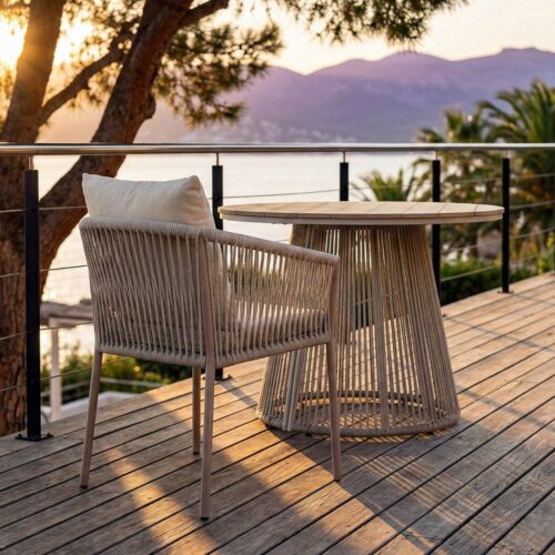 Chaise Jardin Confortable Rotin Acier Ixia 57x58x74.5cm