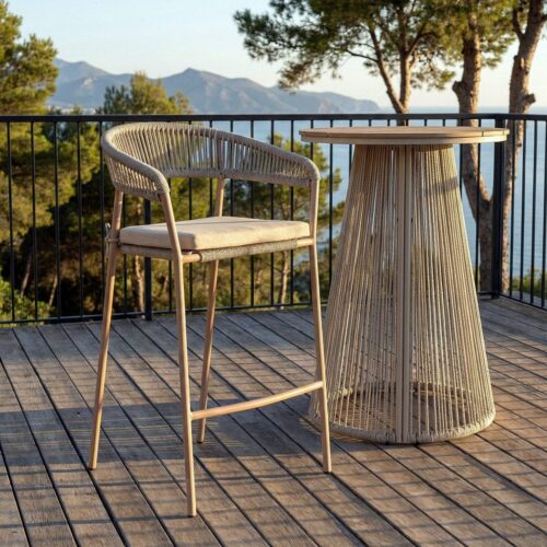 Tabouret Jardin Empilable Rotin Acier Ixia 59x58x100.5cm