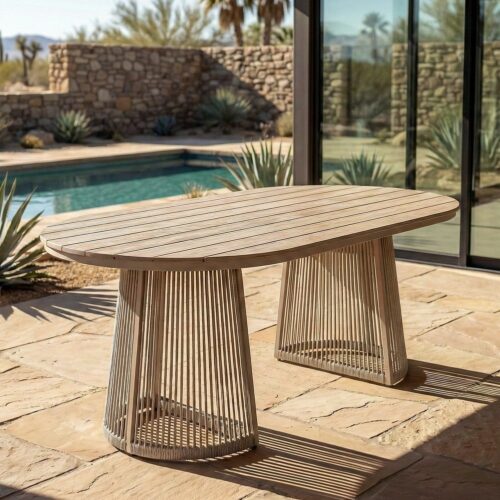 Table à Manger Jardin Polywood Rotin Ixia 180x90x76.5cm