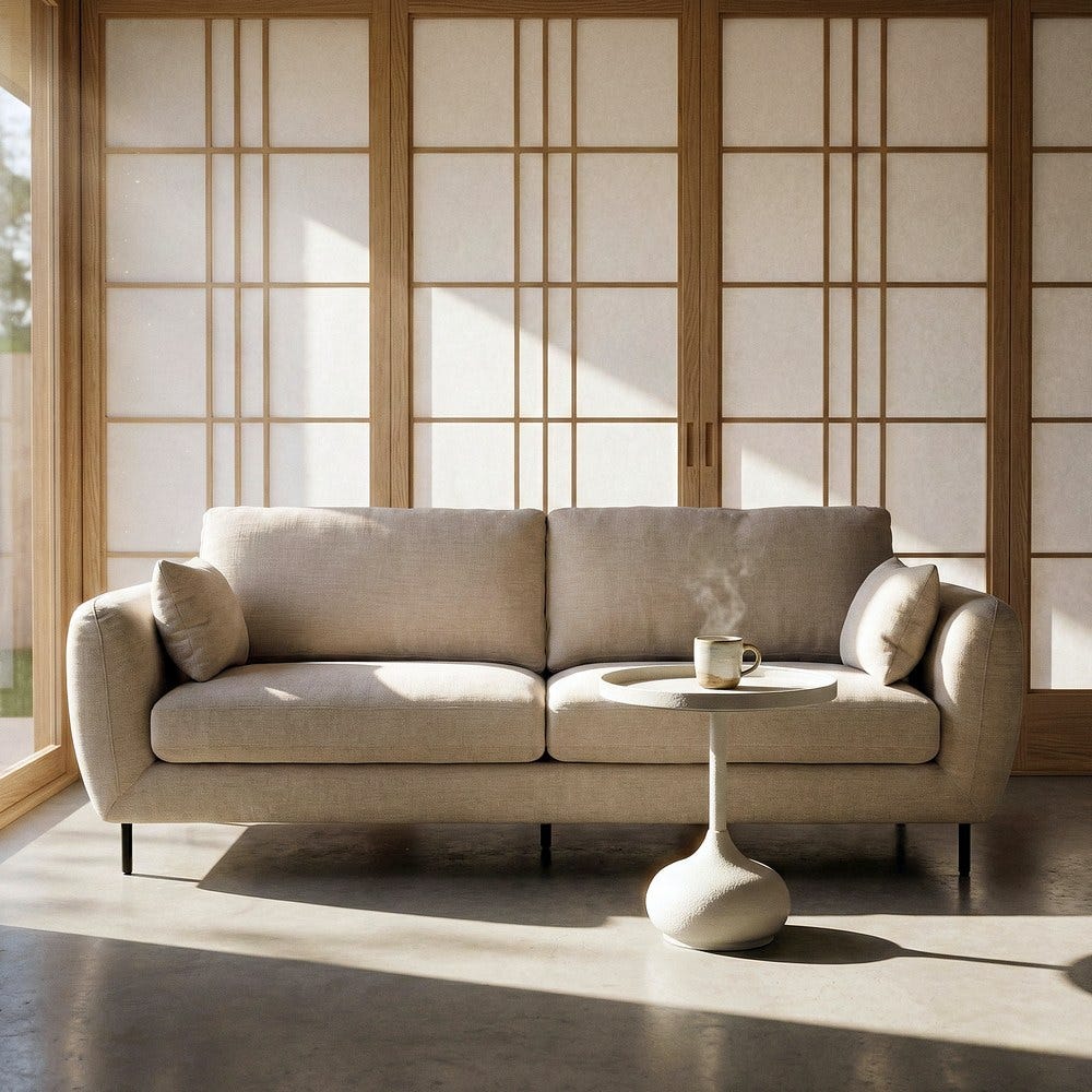 Canapé 3 Places Tissu Crème 97% Polyester Lin Ixia 229cm