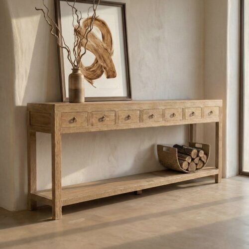 Console Bois d'Orme 7 Tiroirs Ixia 240cm
