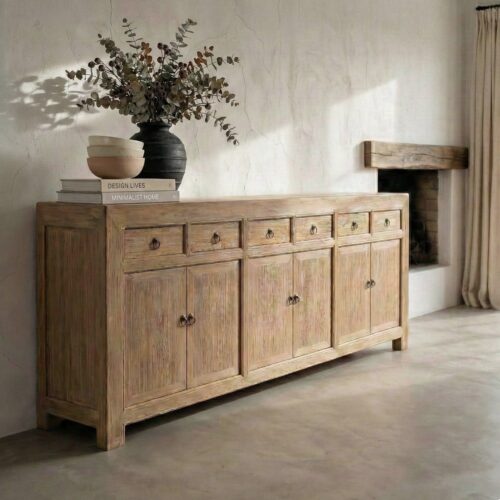 Buffet Bois de Pin 6 Tiroirs 6 Portes Ixia 240cm