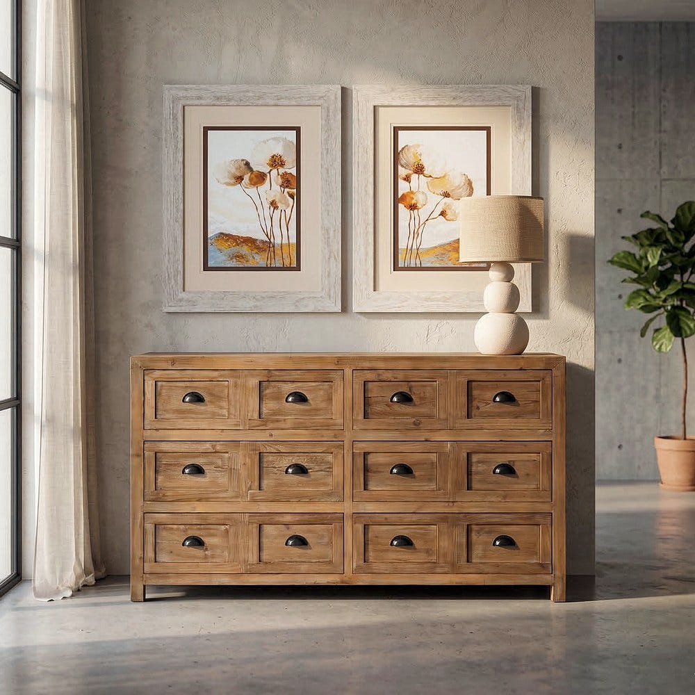 Commode Bois Recyclé 6 Tiroirs Ixia 160x40x90cm