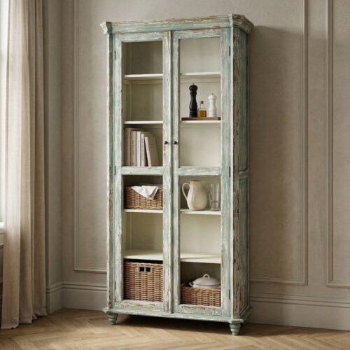 Vitrine Bois Recyclé Vert Ixia 101x44x216cm
