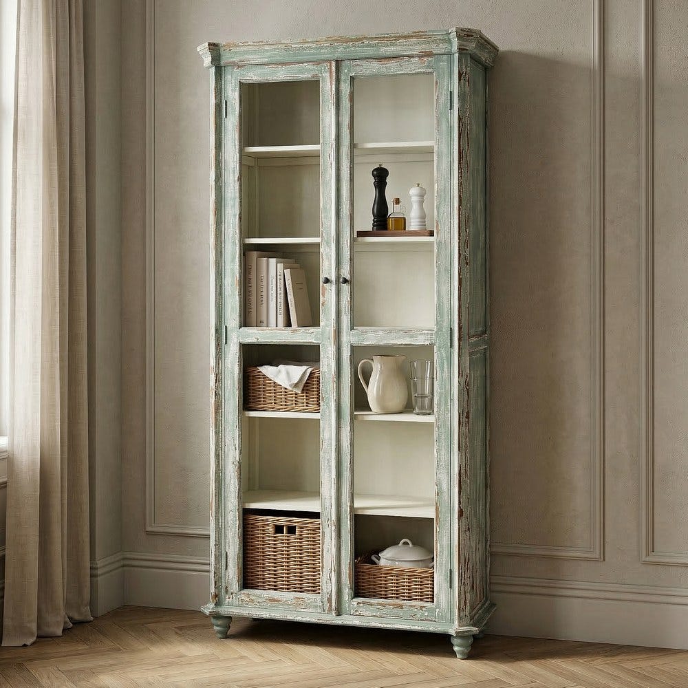 Vitrine Bois Recyclé Vert Ixia 101x44x216cm