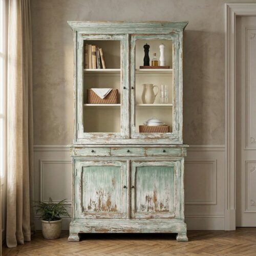 Vaisselier Bois Recyclé Vert Ixia 120x218cm