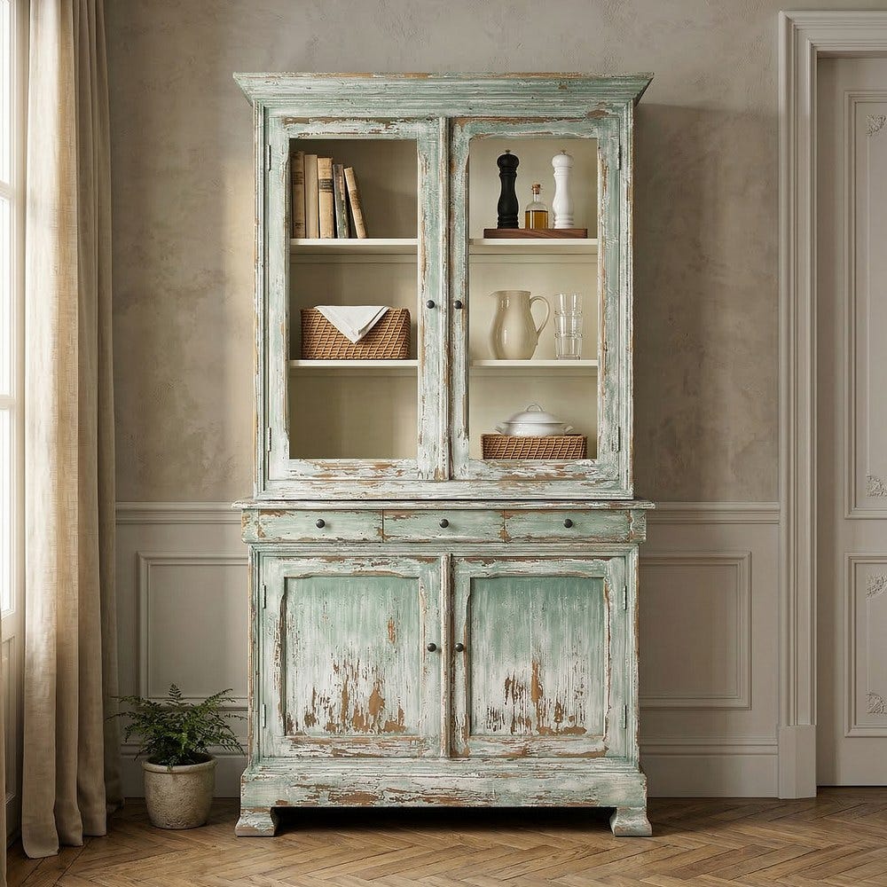 Vaisselier Bois Recyclé Vert Ixia 120x218cm