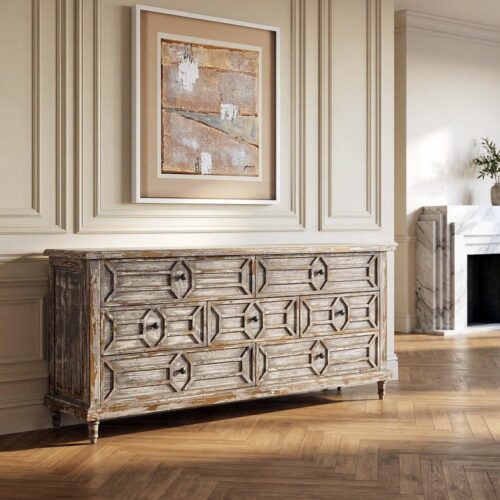 Buffet Bois Recyclé 7 Tiroirs Ixia 180cm