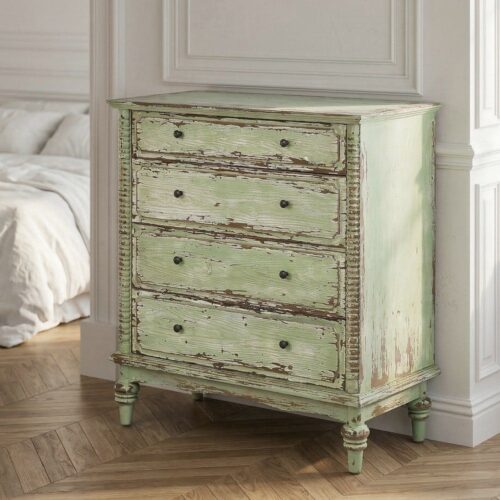 Commode Chambre Bois Recyclé Vert Ixia 95x45x103cm