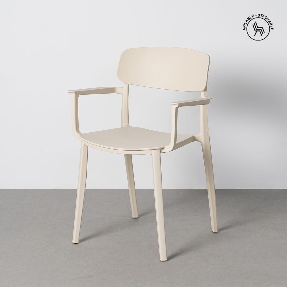 Lot 2 Chaises Jardin Polypropylène Crème Ixia 51.5x51x80cm