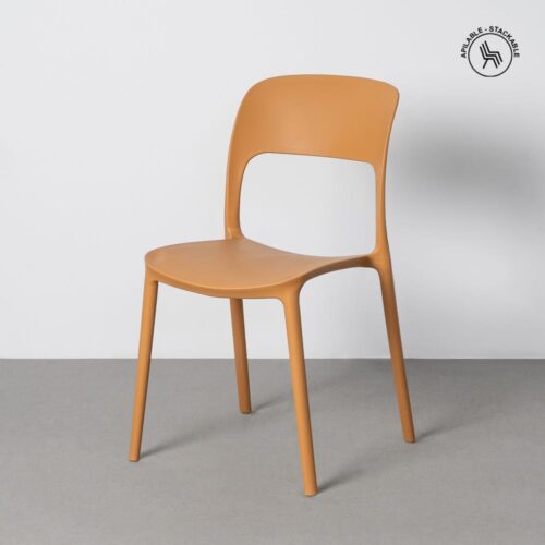 Lot 4 Chaises Jardin Polypropylène Ocre Ixia 58x41x82cm