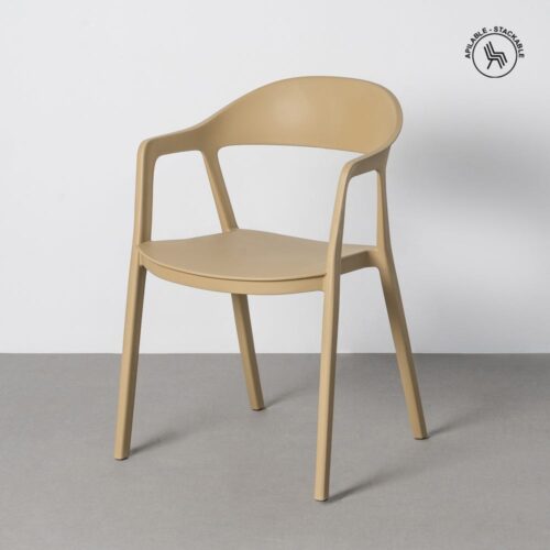 Lot 2 Fauteuils Jardin Accoudoirs Polypropylène Kaki Ixia 52x52x80cm