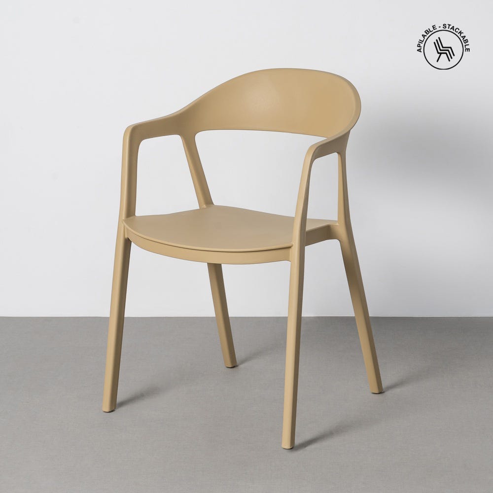 Lot 2 Fauteuils Jardin Accoudoirs Polypropylène Kaki Ixia 52x52x80cm