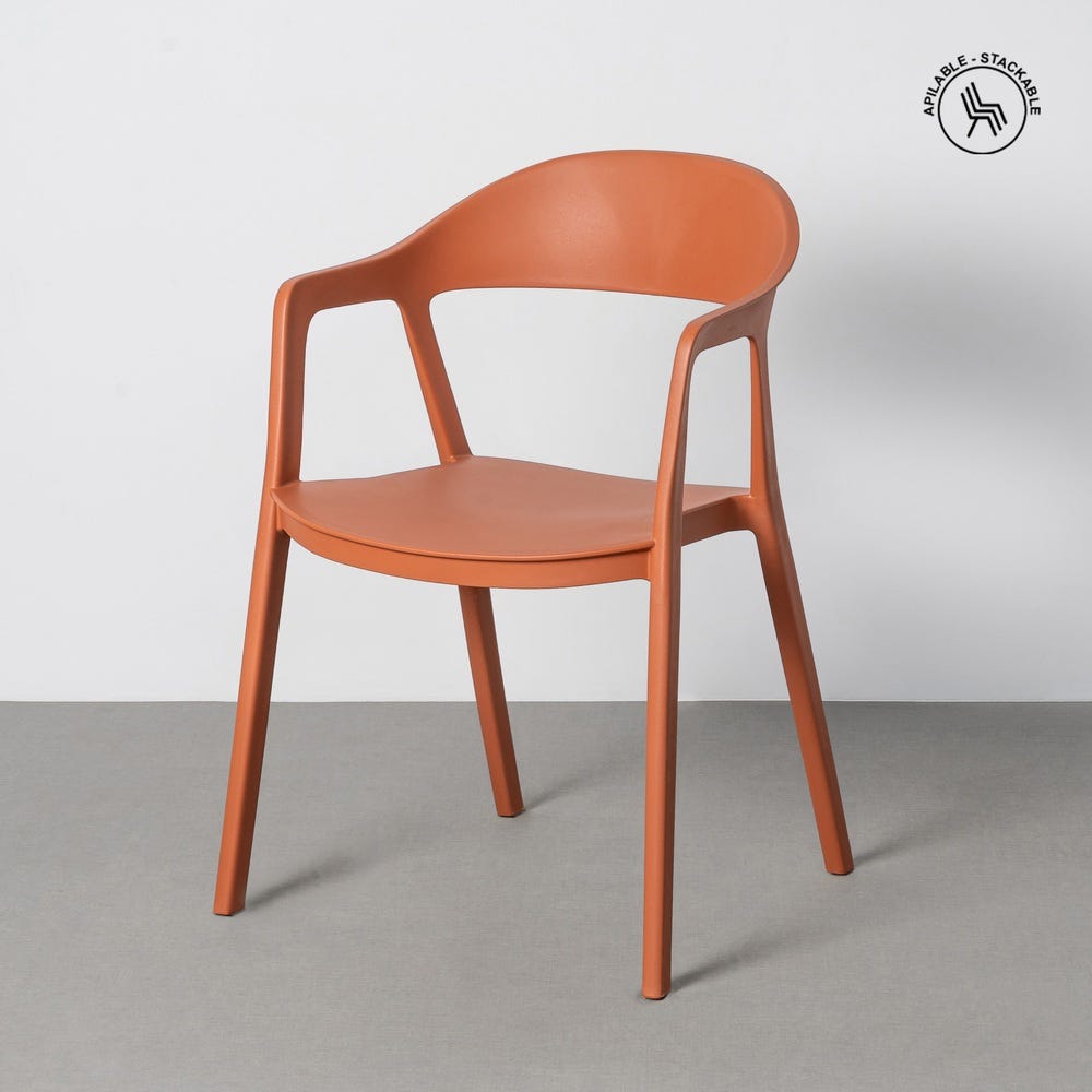 Lot 2 Fauteuils Jardin Accoudoirs Polypropylène Terracotta Ixia 52x52x80cm