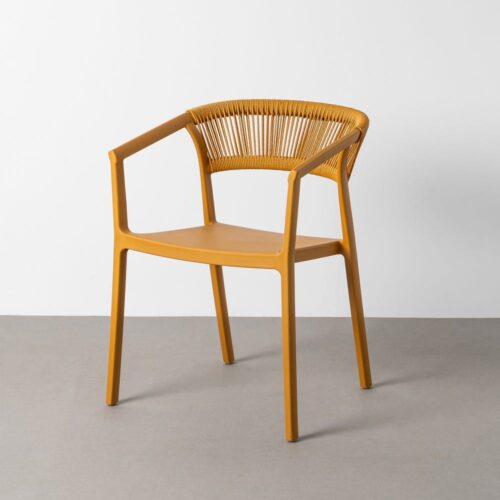 Lot 2 Fauteuils Jardin Empilables Polypropylène Ocre Ixia 56x54x75cm