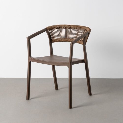 Lot 2 Fauteuils Jardin Empilables Polypropylène Marron Ixia 56x54x75cm